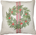 Holiday Grain Sack Cream, Red, Grn Pillow  - Home Collections by Raghu