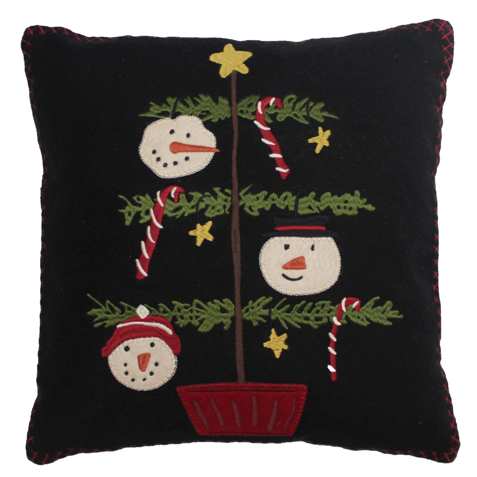 C Snowmen Fun Tree Pillow 14 In - Home Collections by Raghu