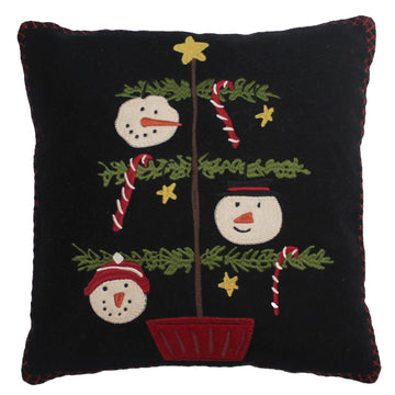 C Snowmen Fun Tree Pillow 14 In - Home Collections by Raghu