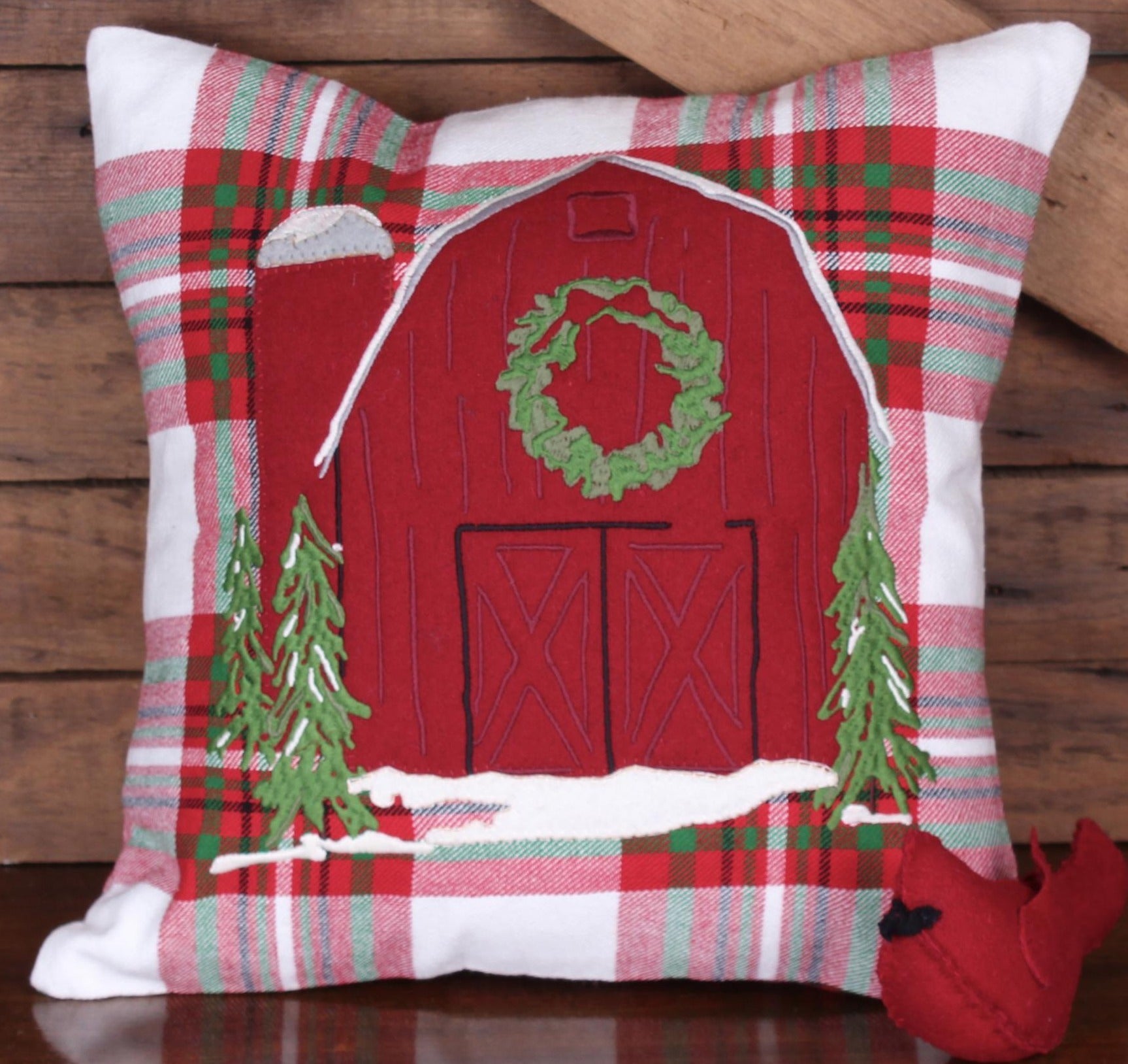 C Tree Farm Barn Pillow 14 Inx14 In - Home Collections by Raghu