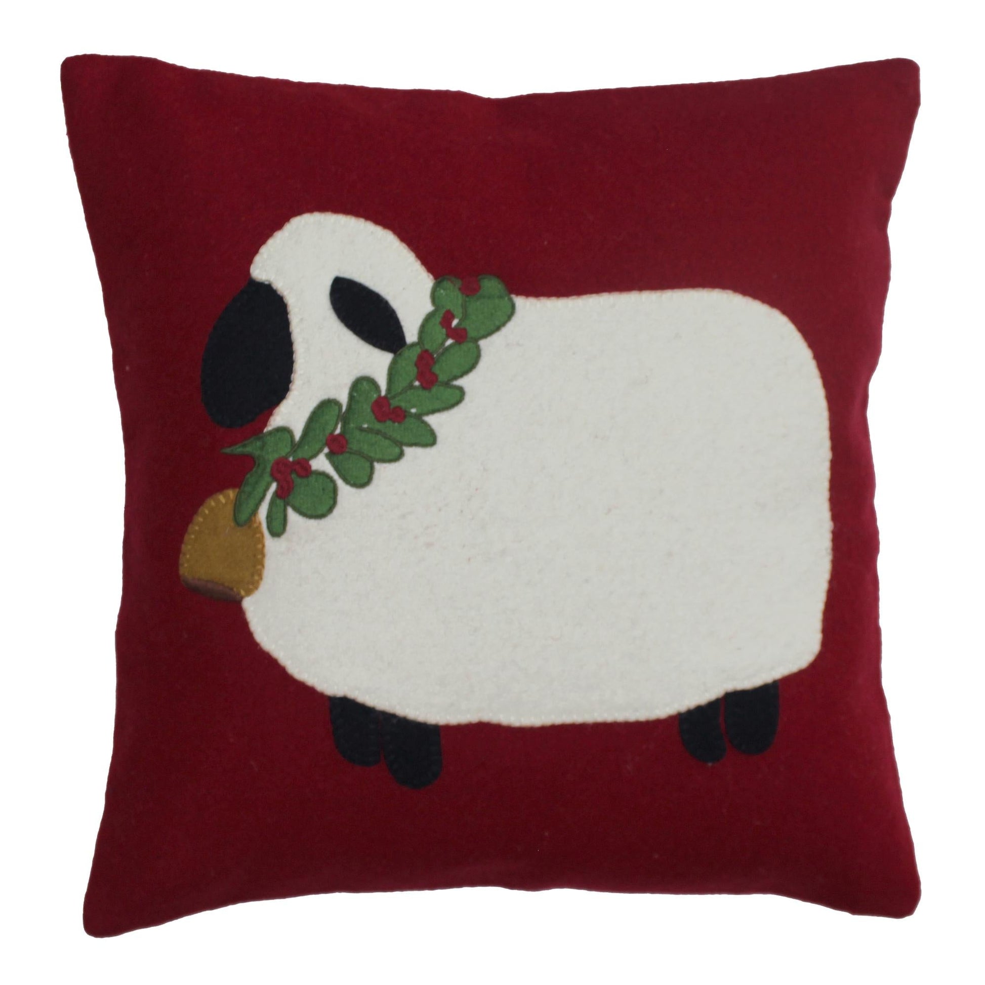 C Christmas Sheep Wool Felt Pillow 14 In - Home Collections by Raghu