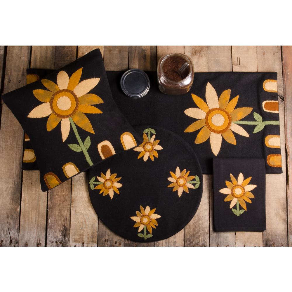 Sunflower Power Pillow Black - Home Collections by Raghu