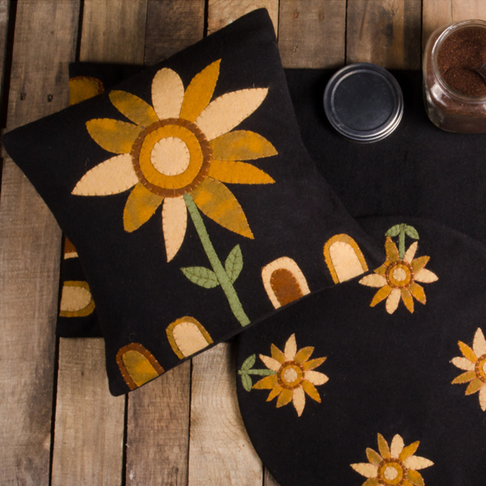 Sunflower Power Pillow Black - Home Collections by Raghu