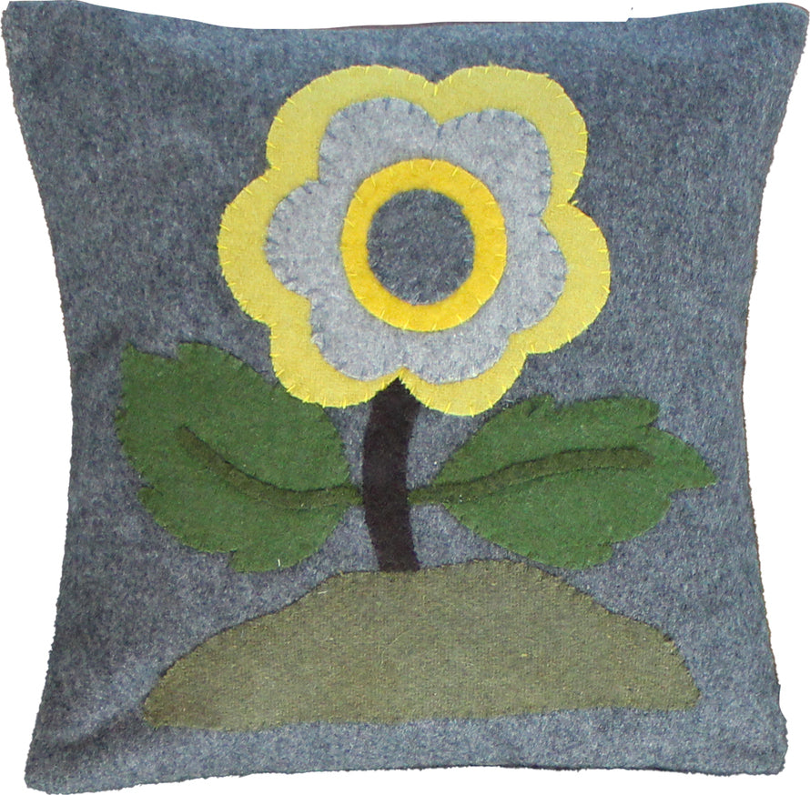 Yellow Flower Gray Pillow  - Home Collections by Raghu