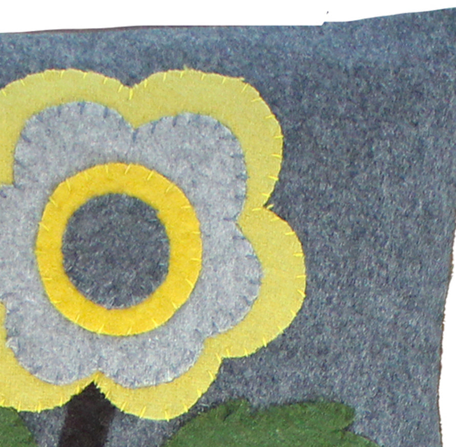Yellow Flower Gray Pillow  - Home Collections by Raghu