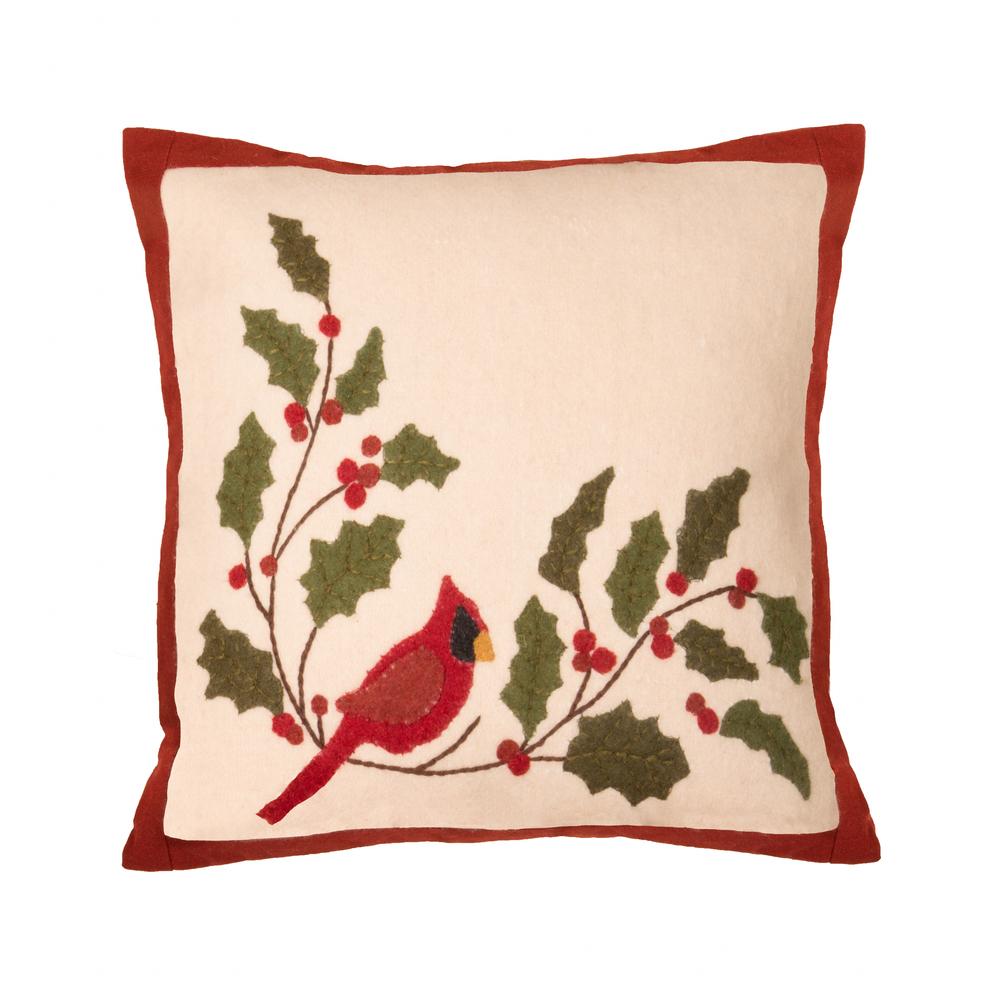 Cardinal Holly Pillow -  Home Collections by Raghu