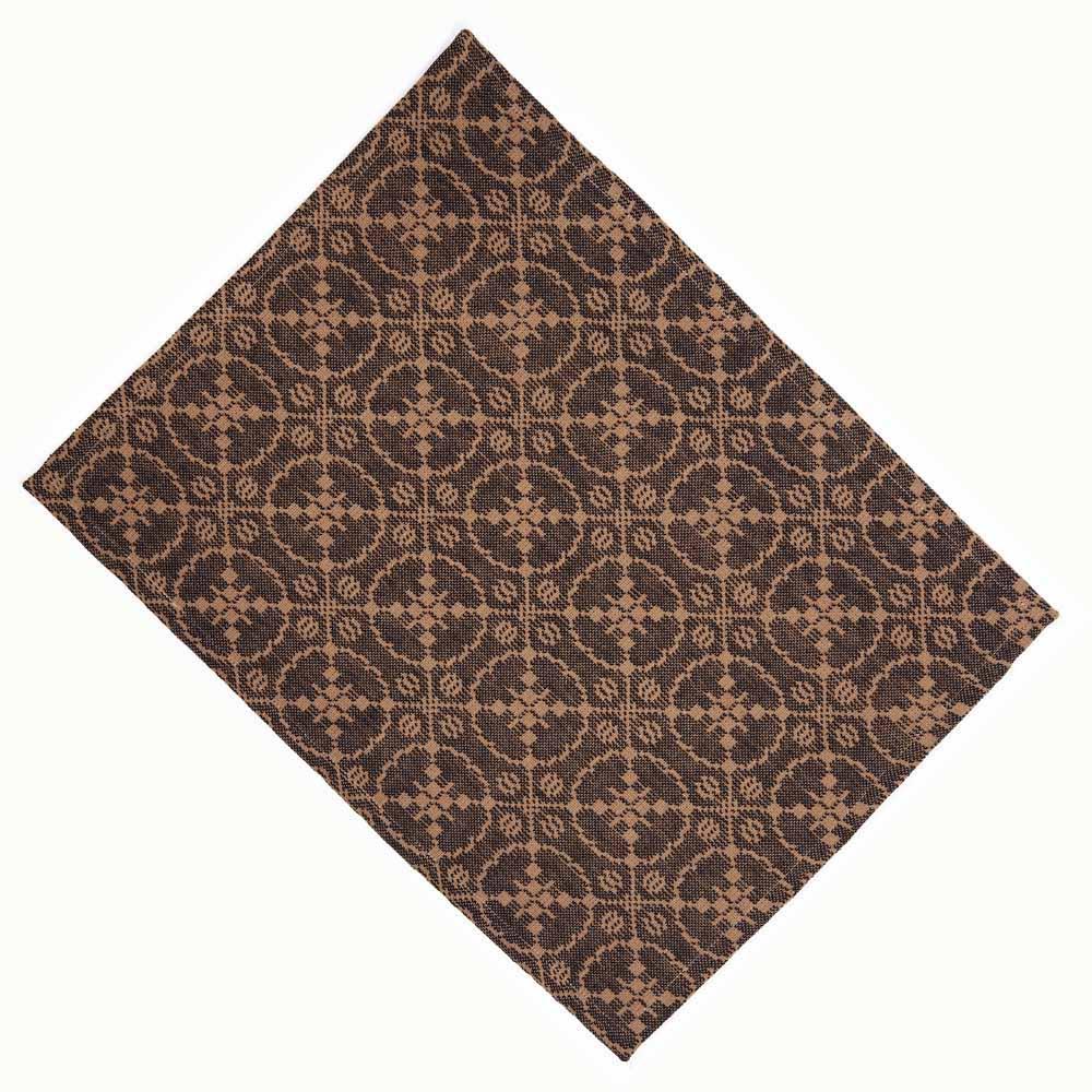 Black-Tan Marshfield Jacquard Placemat - Set of Six - Home Collections by Raghu