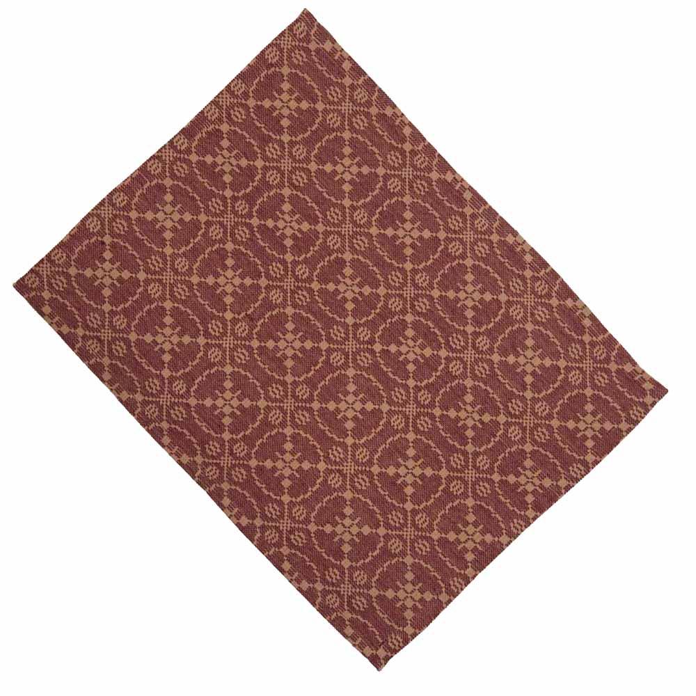 Barn Red-Tan Marshfield Jacquard Placemat - Set of Six - Home Collections by Raghu