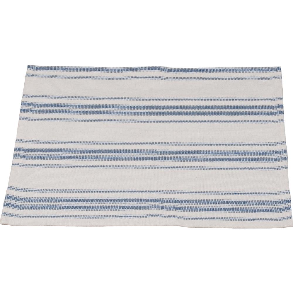 Colonial Blue-Cream Grain Sack Stripe Placemat - Set of Six - Home Collections by Raghu