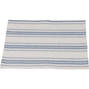 Colonial Blue-Cream Grain Sack Stripe Placemat - Set of Six - Home Collections by Raghu