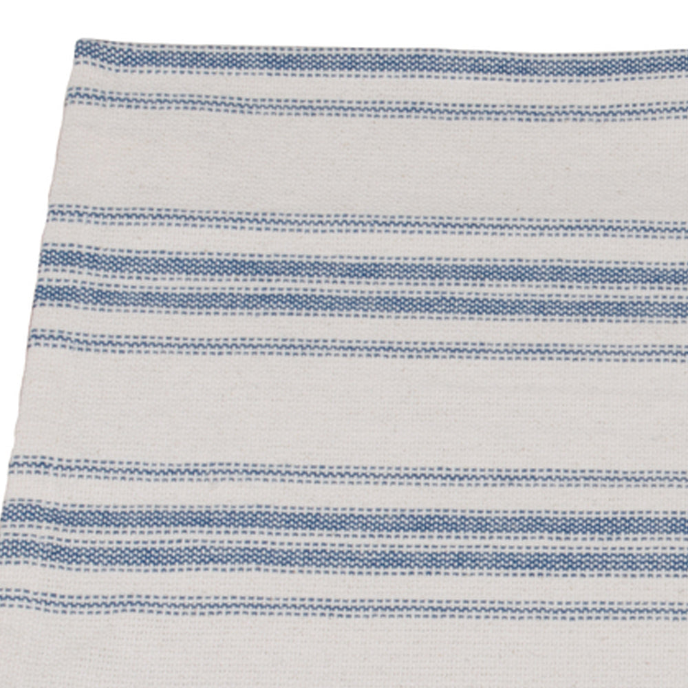 Colonial Blue-Cream Grain Sack Stripe Placemat - Set of Six - Home Collections by Raghu