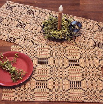Trenton Jacquard Nutmeg Black Red Placemat  - Home Collections by Raghu