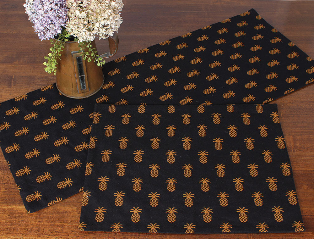 Pineapple Town Black Placemat - Home Collections by Raghu