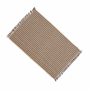 Barn Red-Nutmeg York Ticking Placemat - Set of Six - Home Collections by Raghu