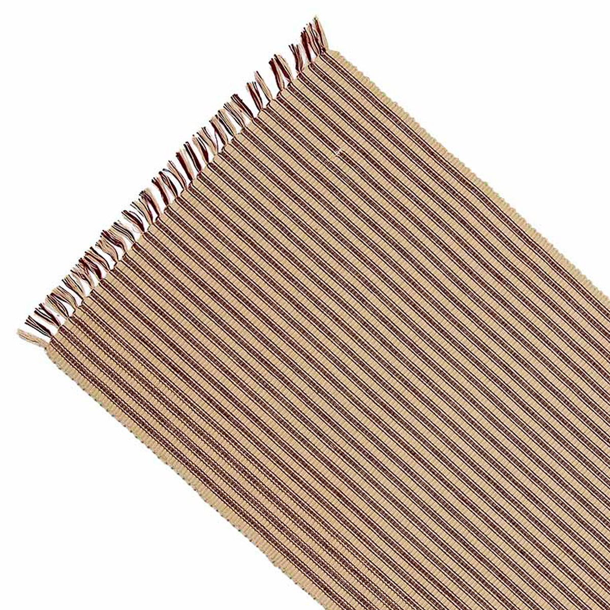 Barn Red Nutmeg York Ticking Placemat Set Of Six - Home Collections by Raghu