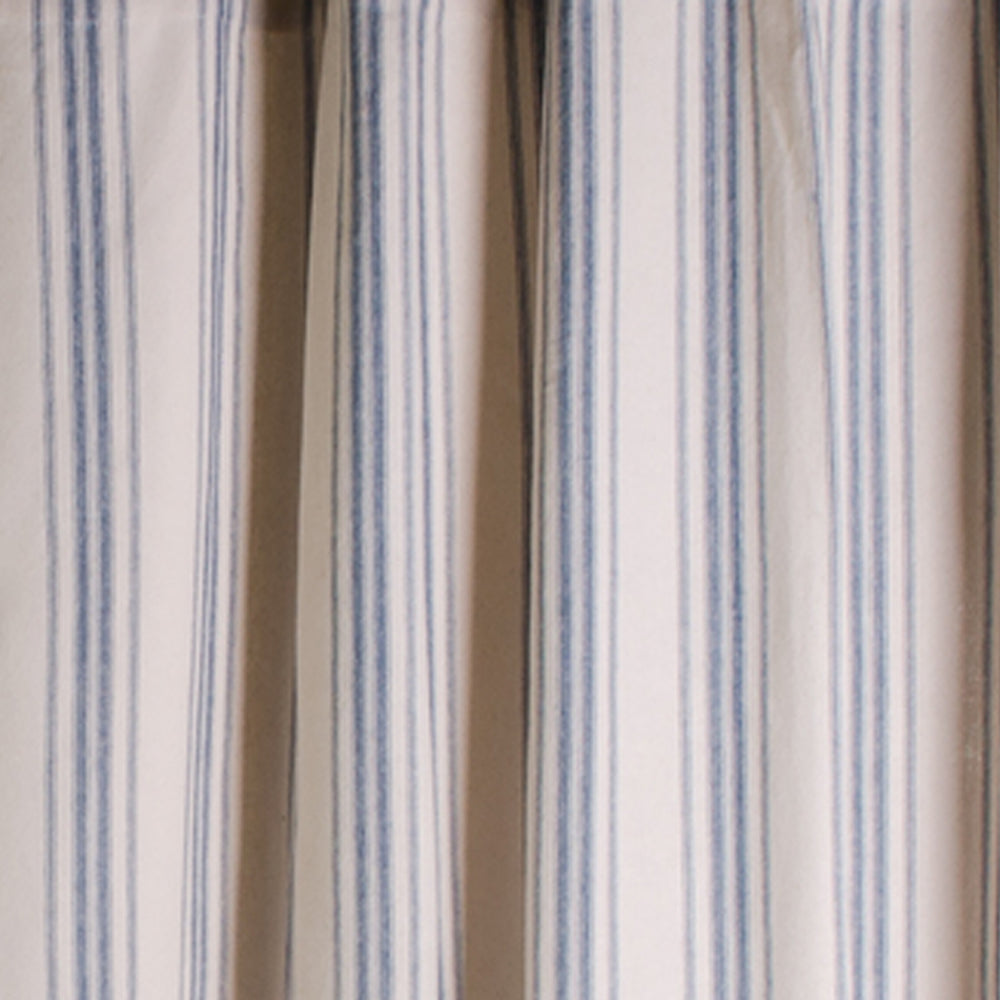 Cream-Colonial Blue Grain Sack Stripe Shower Curtain - Home Collections by Raghu