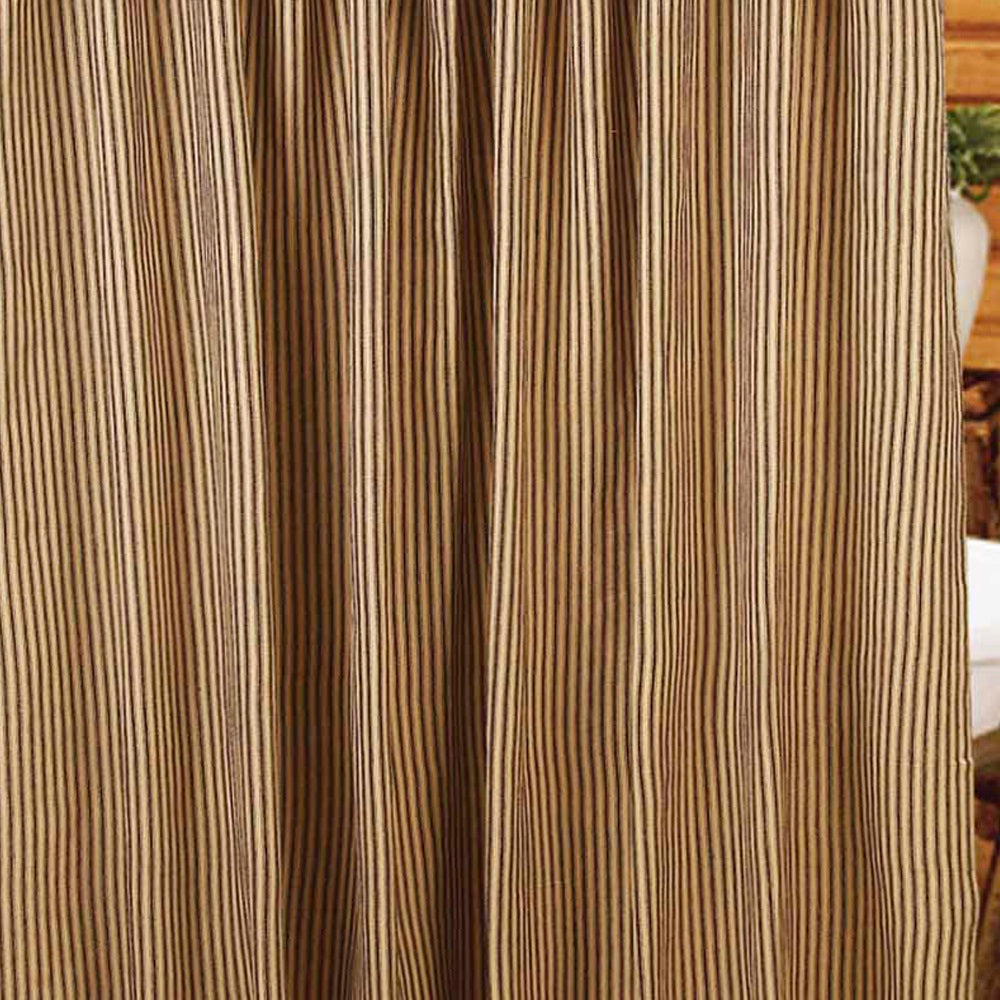 Black Nutmeg York Ticking Shower Curtain - Home Collections by Raghu