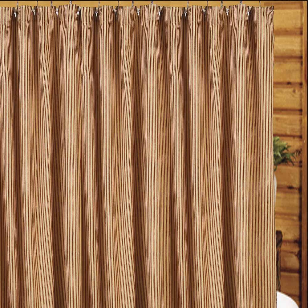 Barn Red Nutmeg York Ticking Shower Curtain - Home Collections by Raghu