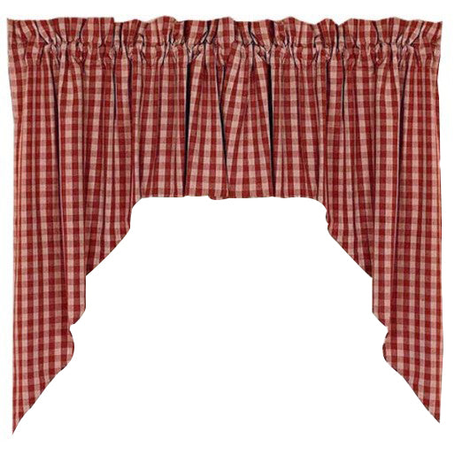 Barn Red Nutmeg Heritage House Check Barn Red Swag Lined - Home Collections by Raghu