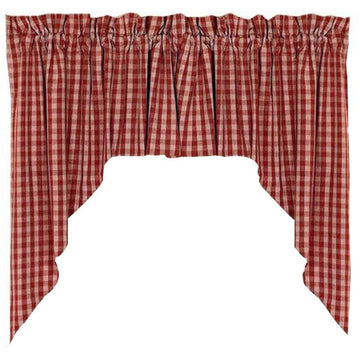Barn Red Nutmeg Heritage House Check Barn Red Swag Lined - Home Collections by Raghu