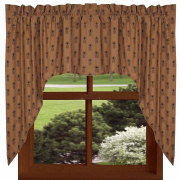 Mocha - Black Pineapple Town Swag - Lined - Home Collections by Raghu