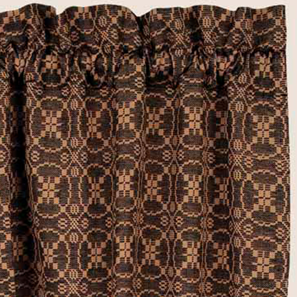 Black-Tan Marshfield Jacquard Swag - Lined - Home Collections by Raghu