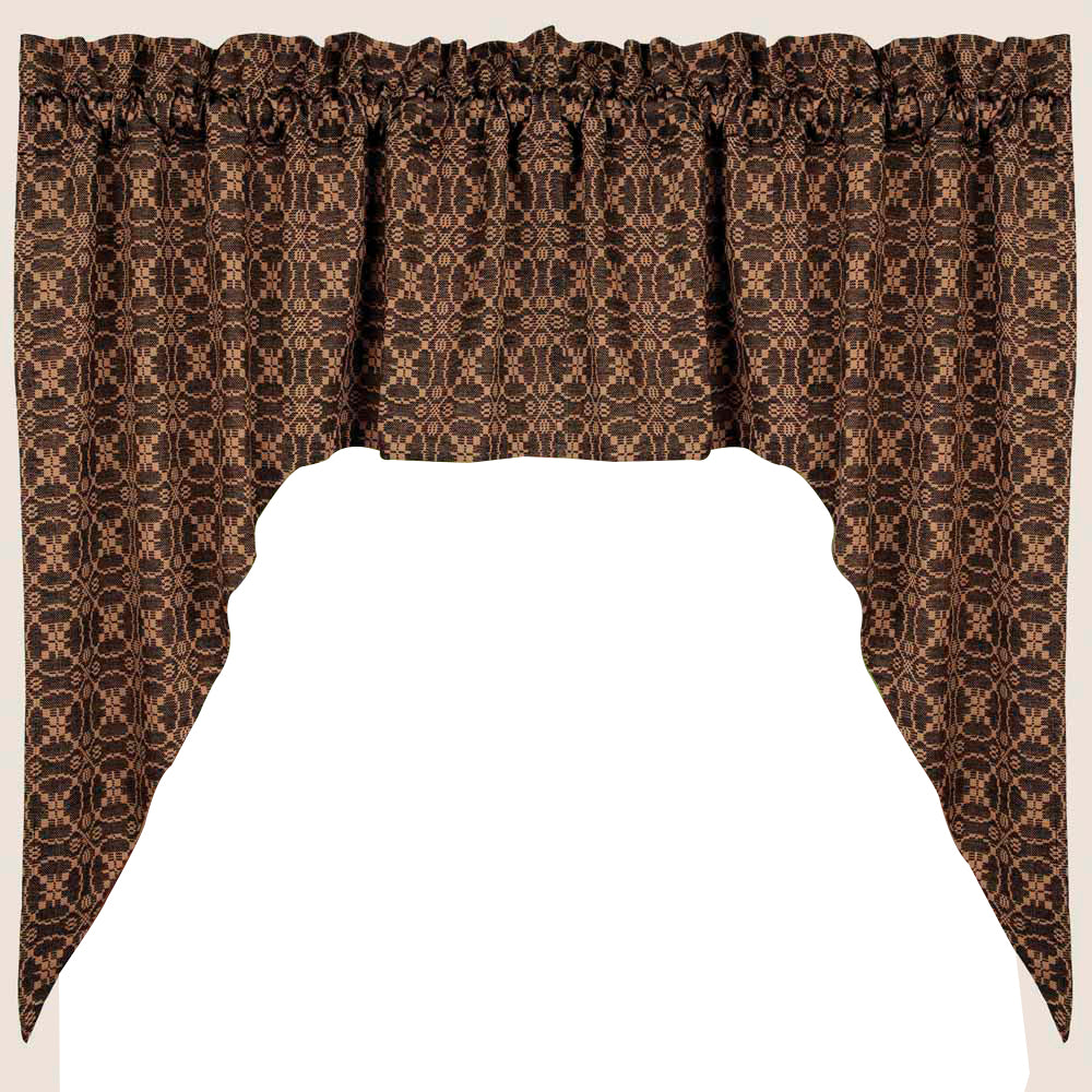 Black Tan Marshfield Jacquard Swag Lined - Home Collections by Raghu