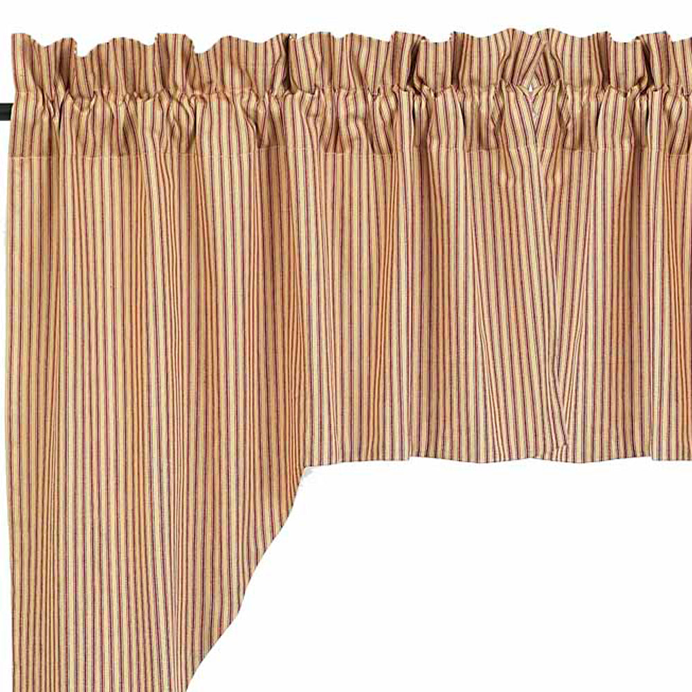 Barn Red Nutmeg York Ticking Swag Lined - Home Collections by Raghu