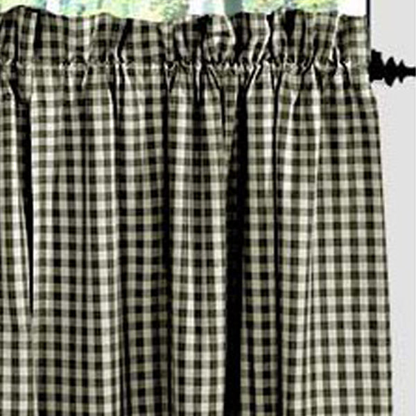 Black-Nutmeg Heritage House Check Black 24" Tiers - Lined - Home Collections by Raghu