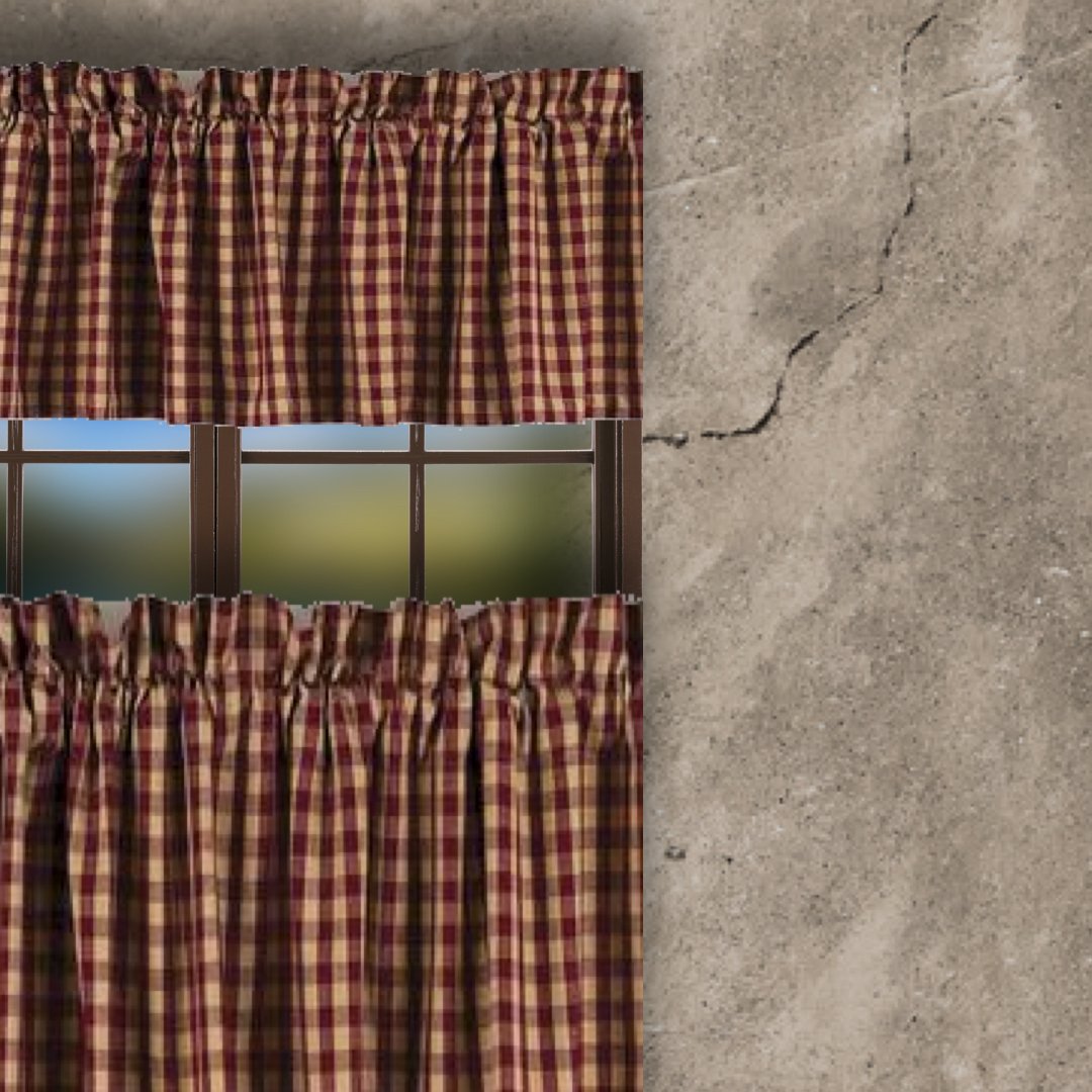 Barn Red Nutmeg Heritage House Check Barn Red 36" Tiers Lined - Home Collections by Raghu