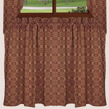 Barn Red-Tan Marshfield Jacquard 36" Tiers - Lined - Home Collections by Raghu