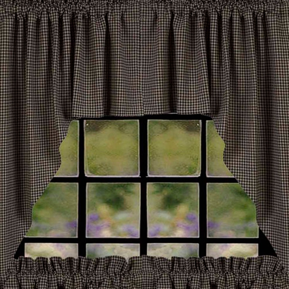 Black Oat Newbury Gingham 36" Tiers Lined - Home Collections by Raghu