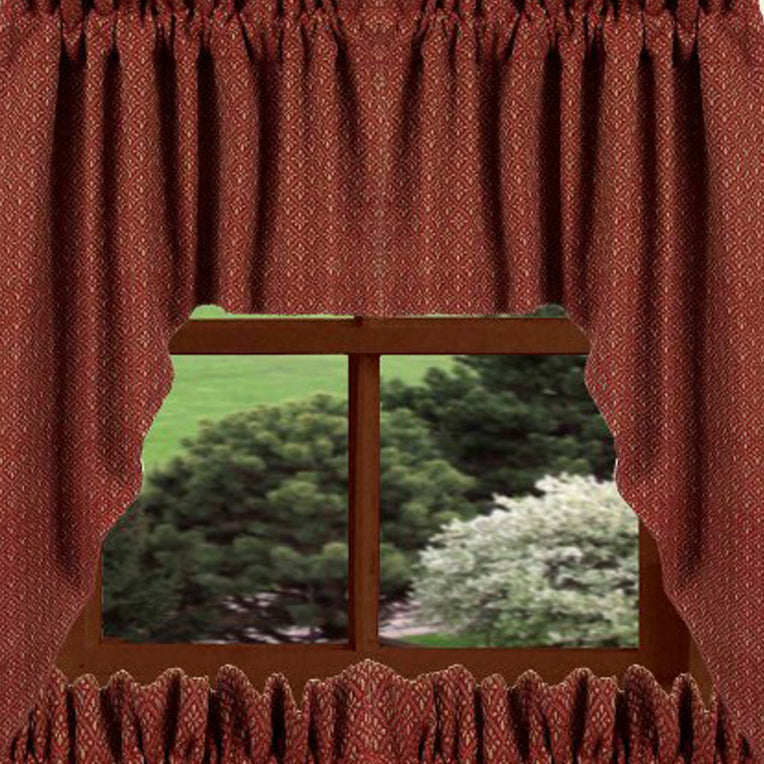 Barn Red-Oat Philmont Jacquard 36" Tiers - Lined - Home Collections by Raghu