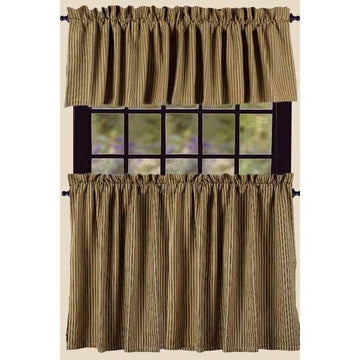 Black-Nutmeg York Ticking 36" Tiers - Lined - Home Collections by Raghu