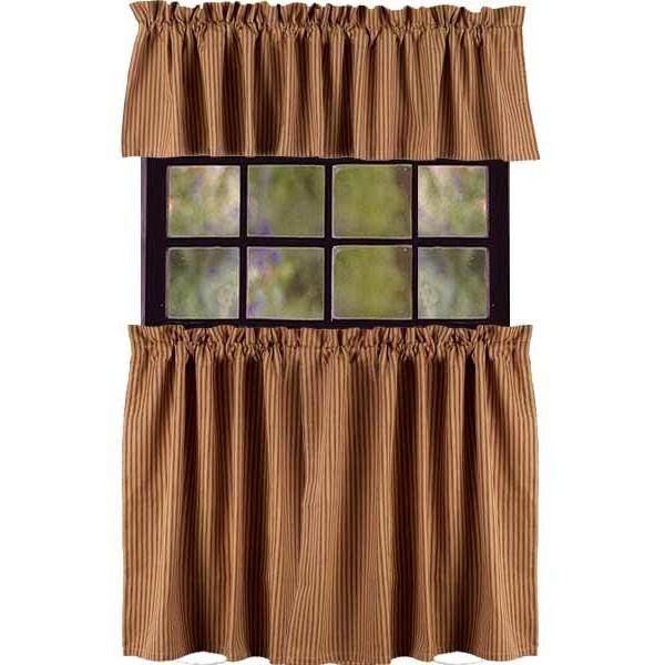 Barn Red-Nutmeg York Ticking 36" Tiers - Lined - Home Collections by Raghu