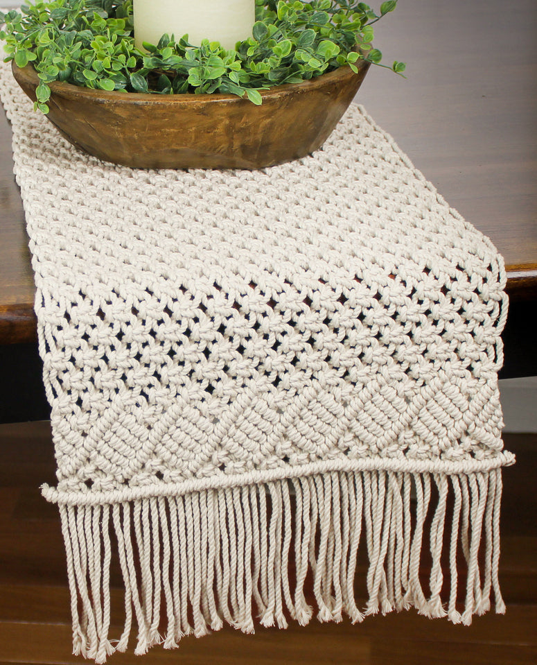 Macrame Natural Table Runner   - Home Collections by Raghu