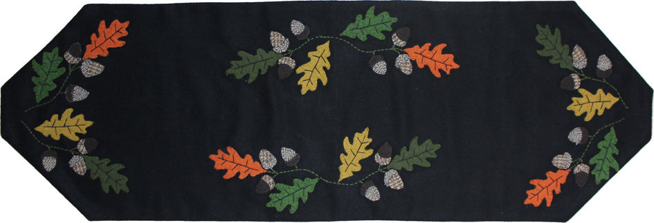 Leaves & Acorns Black Table Runner   - Home Collections by Raghu