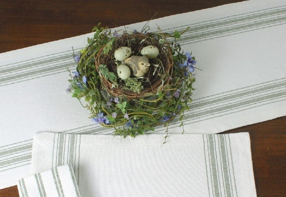 Grain Sack Sage Sage Table Runner   - Home Collections by Raghu