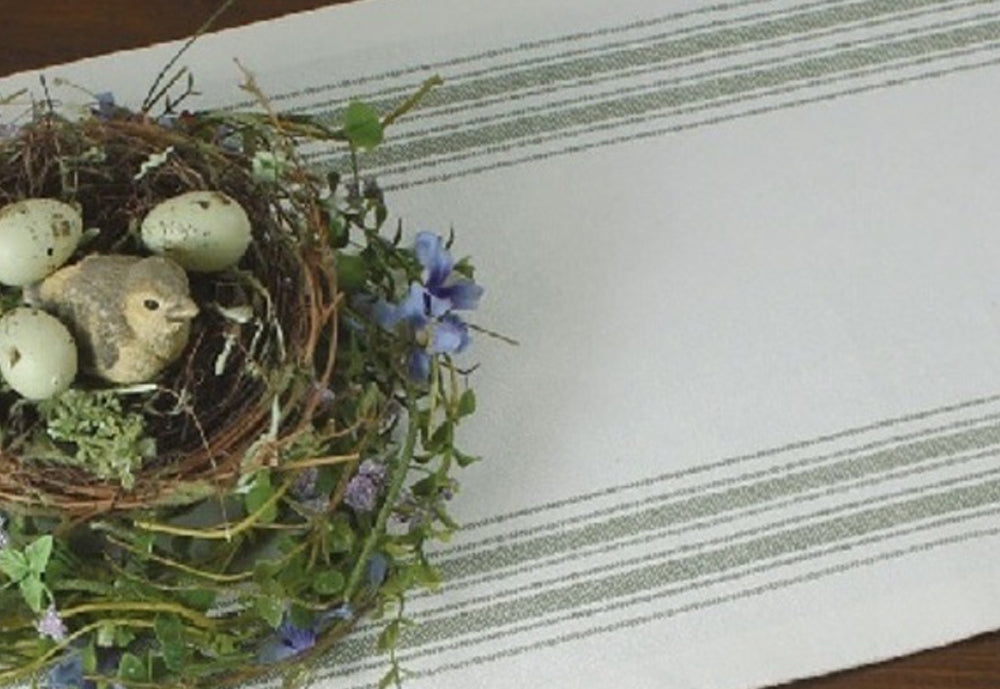 Grain Sack Sage Sage Table Runner   - Home Collections by Raghu