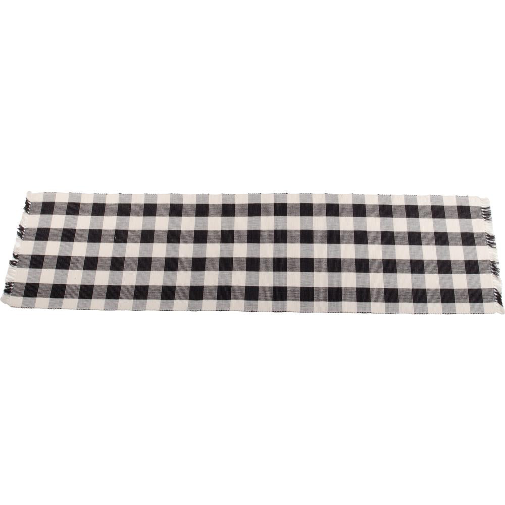 Buffalo Check 45" Table Runner Black - Buttermilk - Home Collections by Raghu