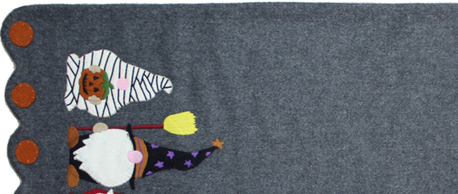 Halloween Gnomes Gray Table Runner  - Home Collections by Raghu