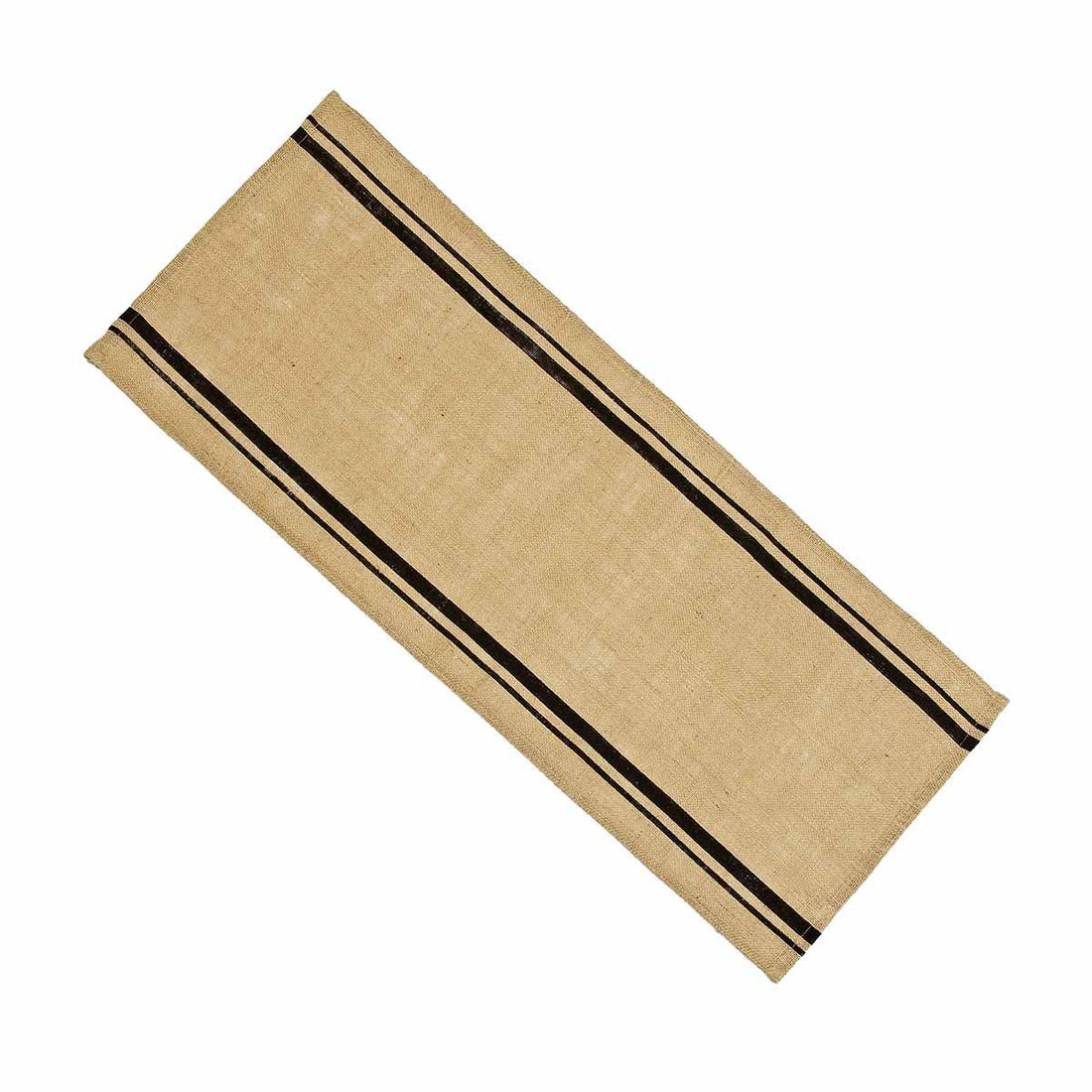 Black - Wheat Burlap Stripe Table Runner - Home Collections by Raghu
