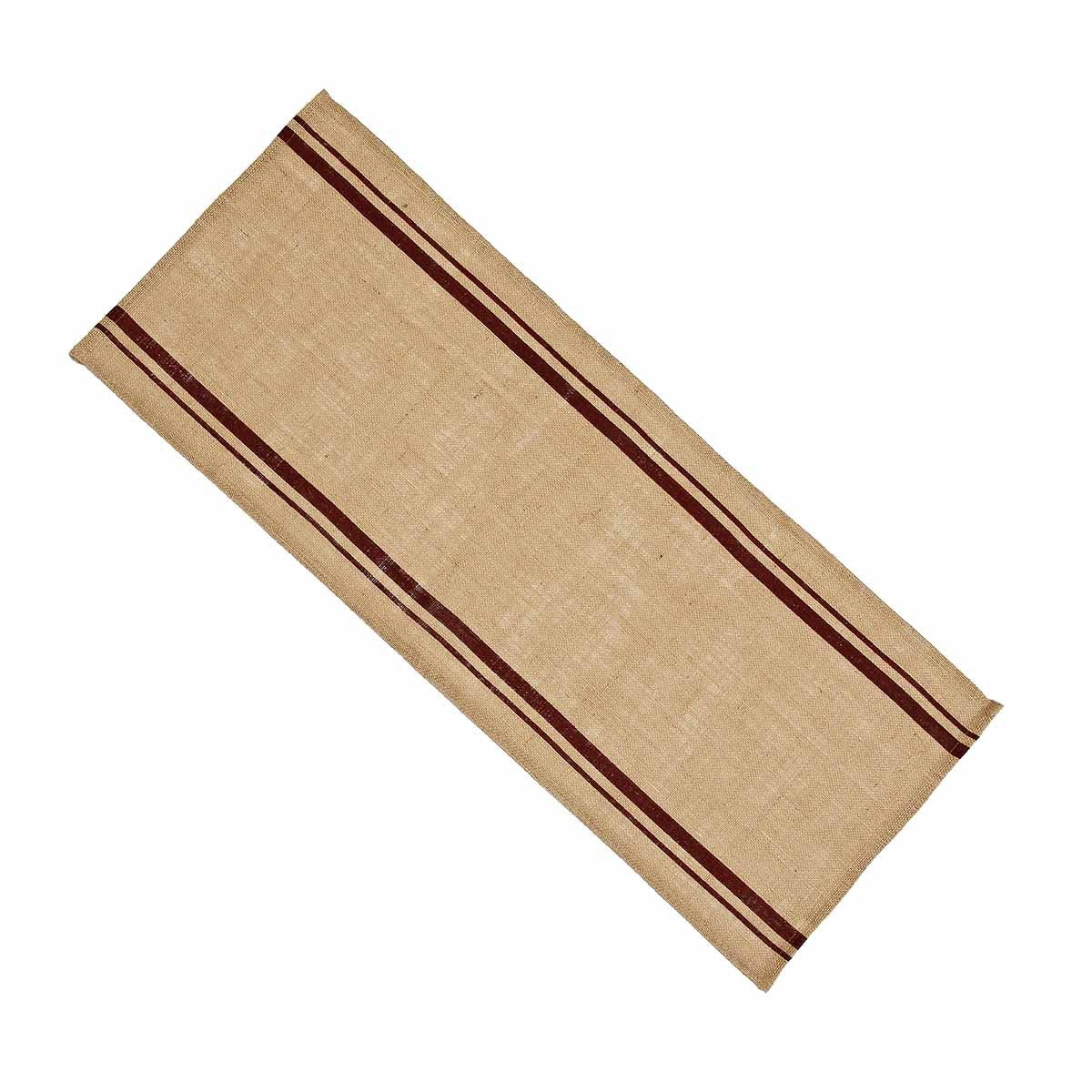 Barn Red - Wheat Burlap Stripe Table Runner - Home Collections by Raghu