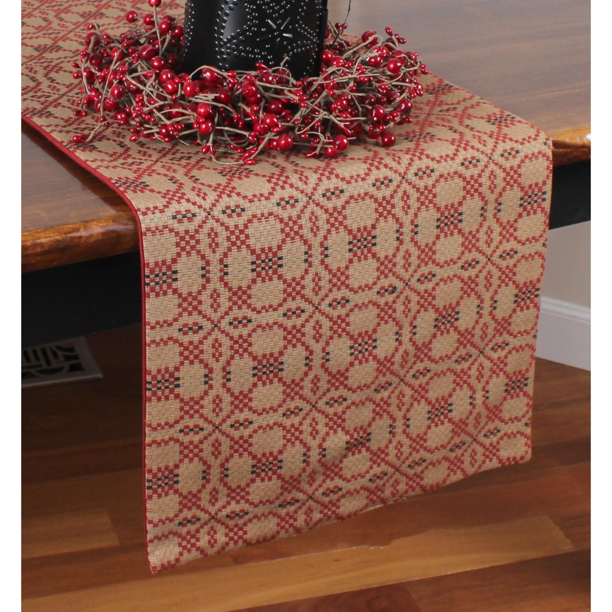 Kendall Jacquard Red Table Runner - Home Collections by Raghu