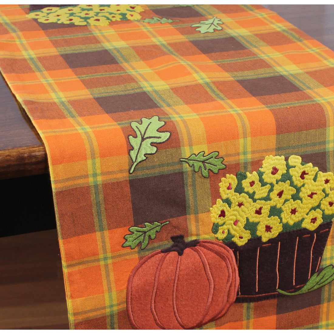 F Autumn Plaid Mums Runner - Home Collections by Raghu