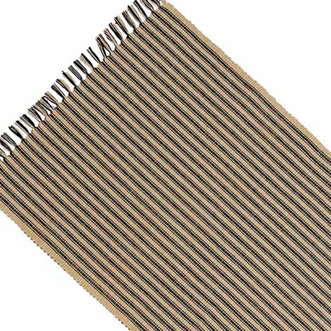 Black-Nutmeg York Ticking Table Runner - Home Collections by Raghu