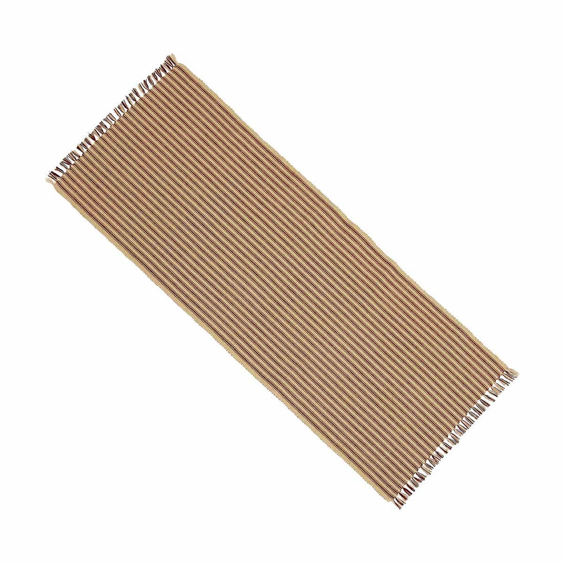 Barn Red-Nutmeg York Ticking Table Runner - Home Collections by Raghu