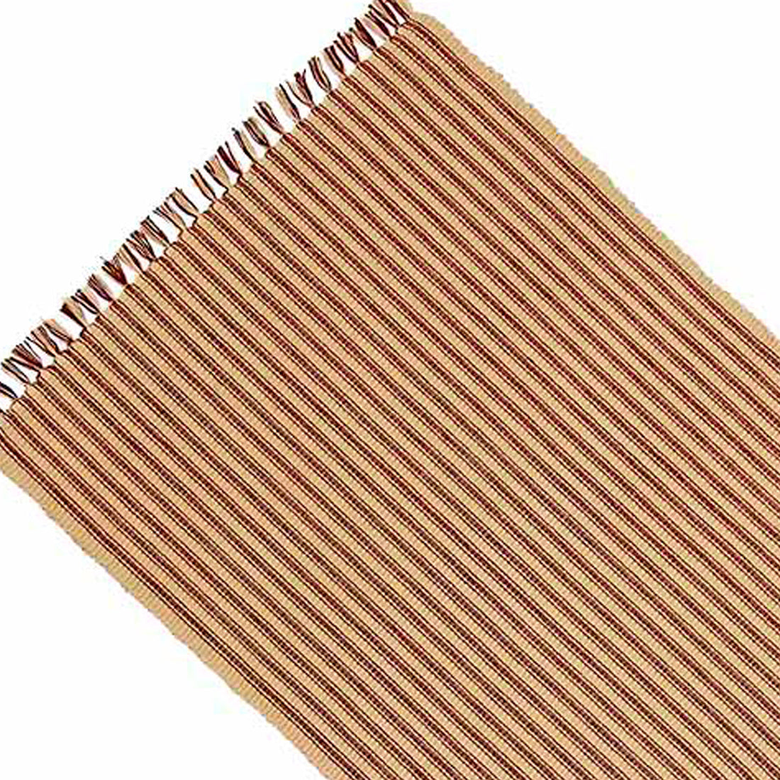 Barn Red-Nutmeg York Ticking Table Runner - Home Collections by Raghu