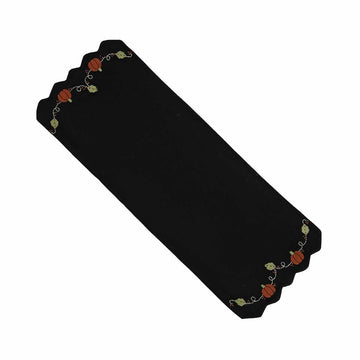Pumpkins And Vines Black Table Runner - Home Collections by Raghu