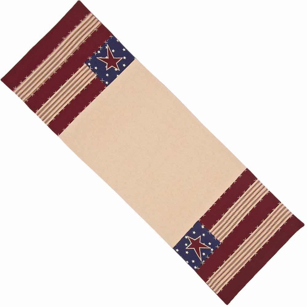 Nutmeg - Indigo - Barn Red Stars and Stripes Table Runner - Home Collections by Raghu